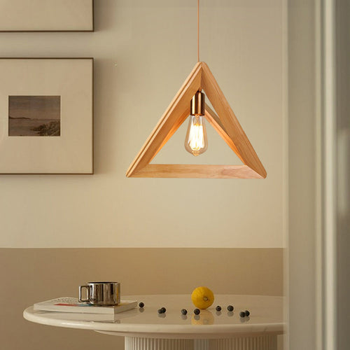 NordicFrame - Scandinavian Pendant Light with Wooden Frame in Geometric Design