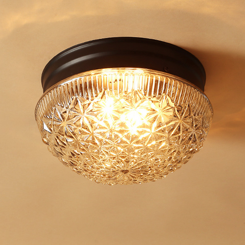 Clear Ribbed Glass Ceiling Light for Bedroom