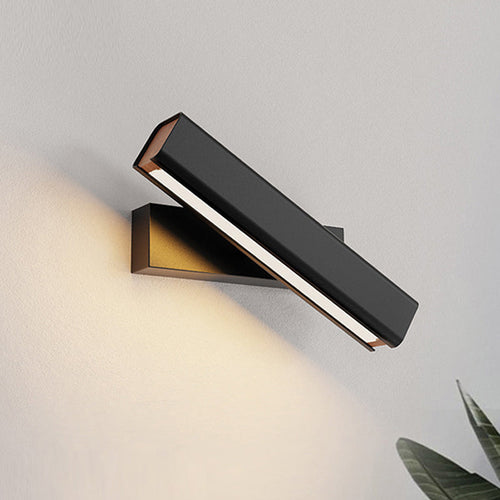 Aqsa Modern LED Wall Light Indoor Rotatable Rectangular Metal and Wood Living Room