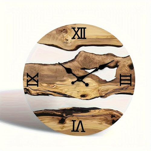 RustiqueClock – Silent Acrylic Wall Clock with Wood Grain Finish
