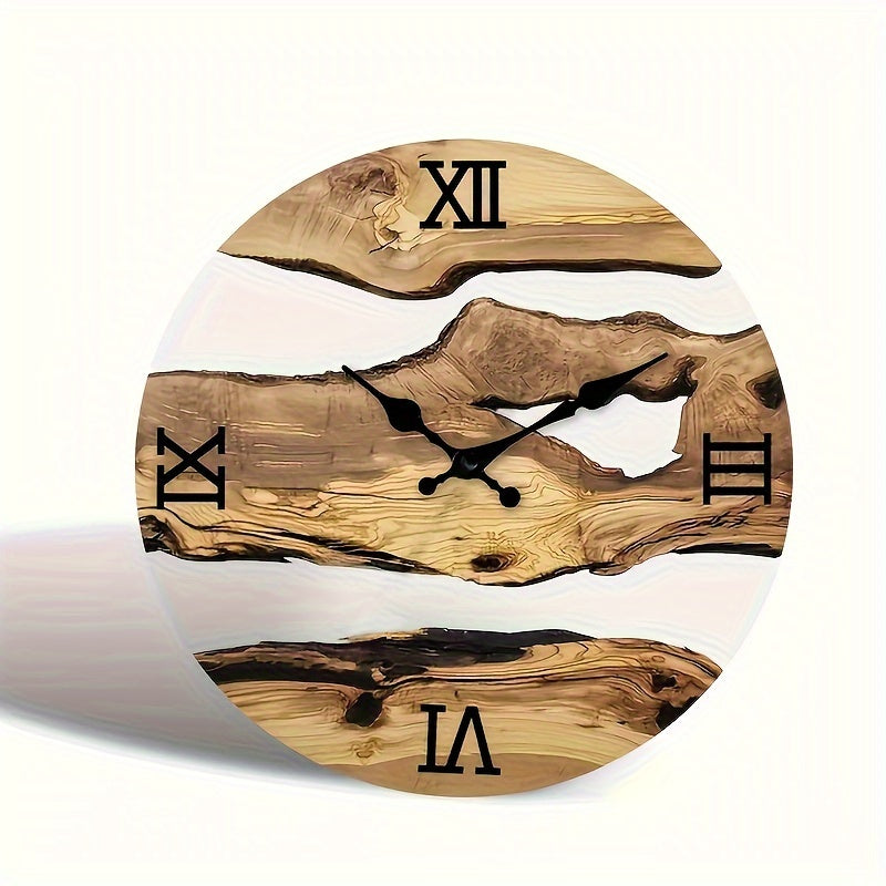 RustiqueClock – Silent Acrylic Wall Clock with Wood Grain Finish