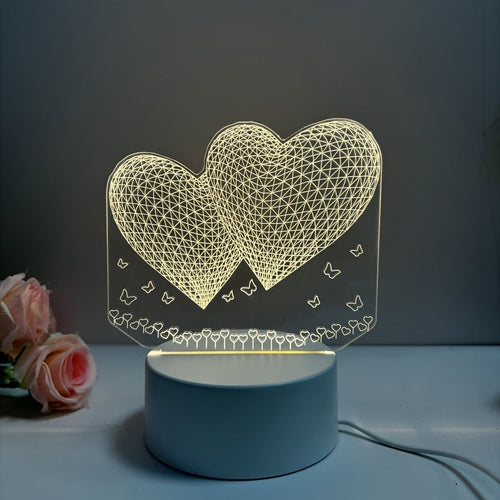 HeartsLight - Geometric USB Table Lamp with Warm Glow for Love Theme Decoration