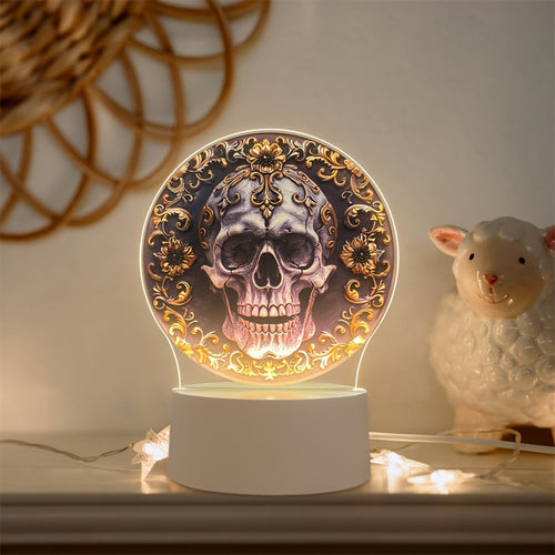 LumiSkull - USB Skull Night Light, Colorful Acrylic Table Lamp for Bedroom and Halloween Decoration