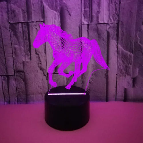 3D LED Horse Lamp – Colorful Night Light for Children & Horse Lovers
