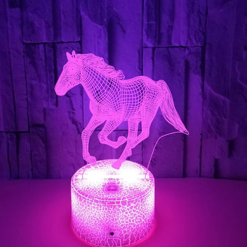 3D LED Horse Lamp – Colorful Night Light for Children & Horse Lovers