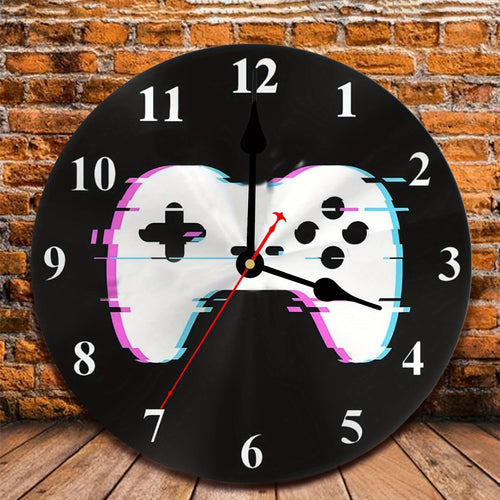 Round Wall Clock for Gamers – Wooden Clock with Battery, 25.4 cm