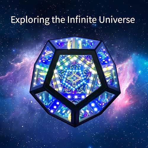 InfinityGlow - Magical Colorful Dodecahedron Lamp with 3D Infinite Mirror and RGB Lighting