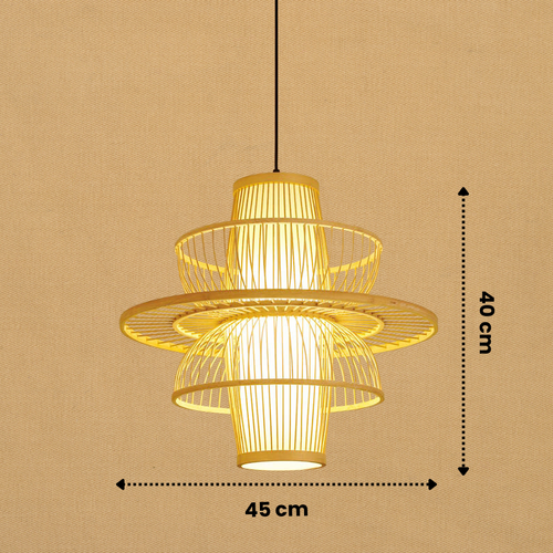 LotusLight - Asian Bamboo Pendant Light in Black/Beige for Restaurants