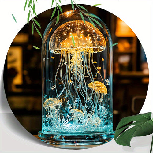 CrystalJelly - Artistic Glass Jellyfish Lamp with Circular Design