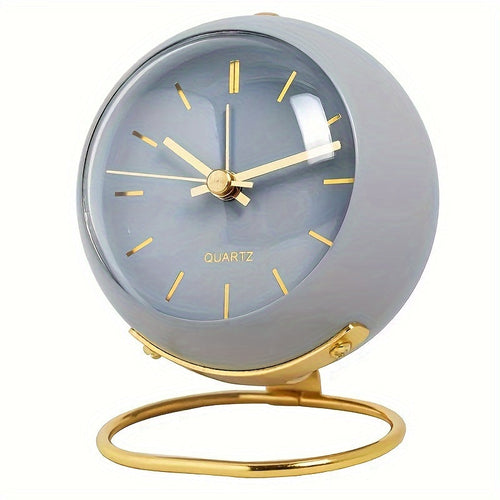 Retro Analogue Alarm Clock – Silent Non-Ticking Metal Night Clock