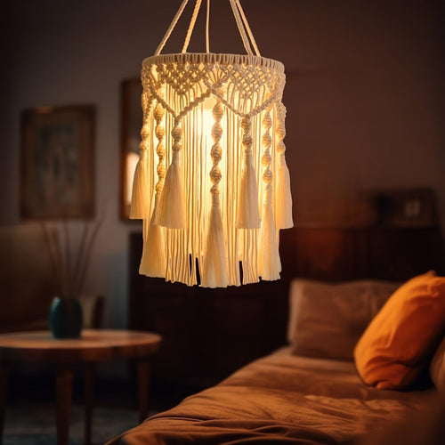 BohoTwist - Hand-Woven Tassel Pendant Lamp Shade