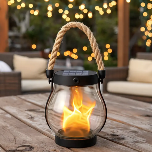 Solar Hanging Lantern with Flame Effect