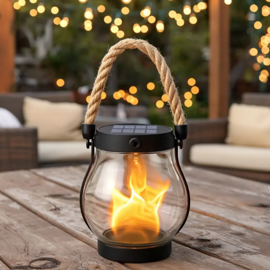 Solar Hanging Lantern with Flame Effect