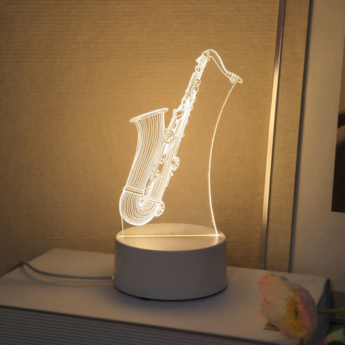 SaxGlow - 3D Saxophone LED Night Light, USB-Powered Table Lamp