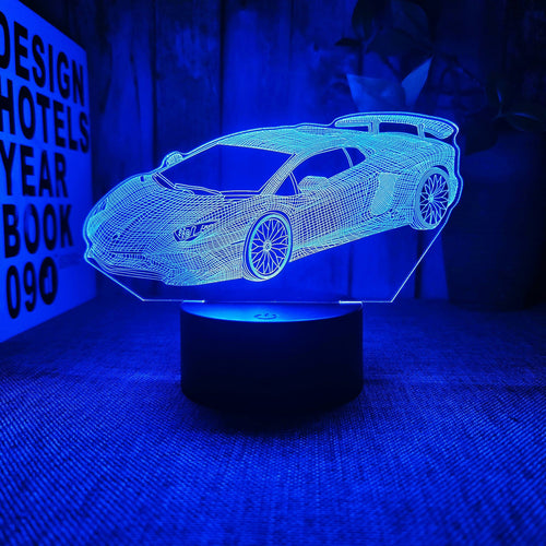 CarLamp - 3D Sports Car Night Light with Touch Control and USB