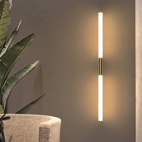 Leigh Simple Modern Linear LED Wall Light White-Gold Bedroom Metal