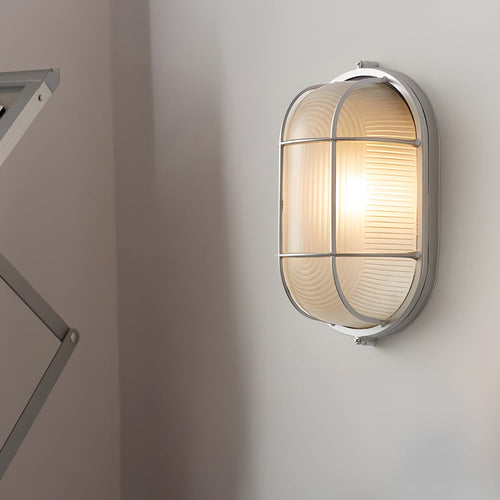 1-Light Retro Industrial Oval/Round Outdoor Wall Lamp