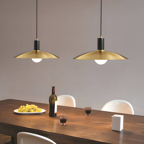 1-Light Mid-Century Brass Pendant Light