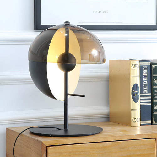 Themis - Table Lamp with Vertical Design and Horizontal Smoked Glass Shade