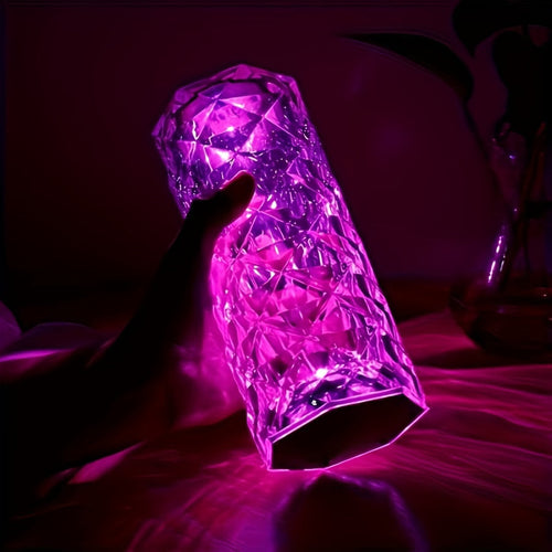 CrystalBloom - Adjustable RGB Table Lamp with USB-rechargeable Lithium Battery and Floral Pattern