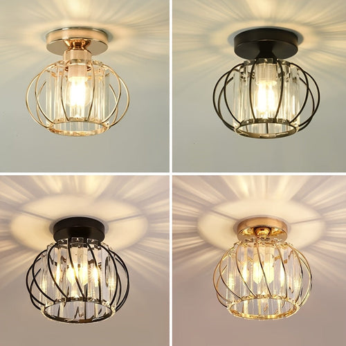 CrystalGlow - Luxury Crystal Hallway Light, Black/Gold