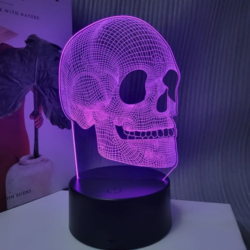 SkullGlow - 3D LED Skull-Shaped Table Lamp with USB Power