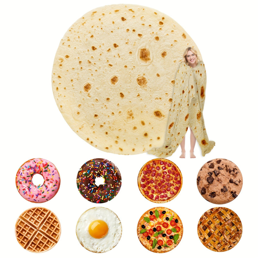 Tortilla Blanket – Realistic Pepperoni Pizza Design, Soft & Comfortable Flannel Blanket, Personalised Gift