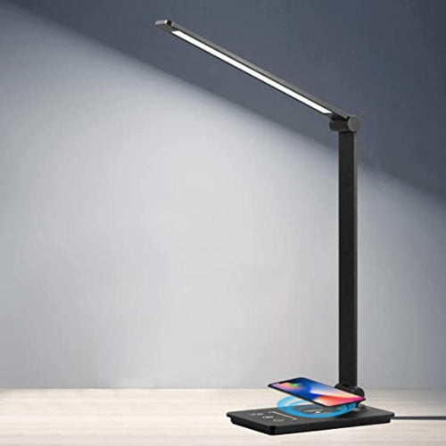 LED Desk Lamp - With Wireless Charger and Touch Control - 5 Color Modes and Fully Dimmable
