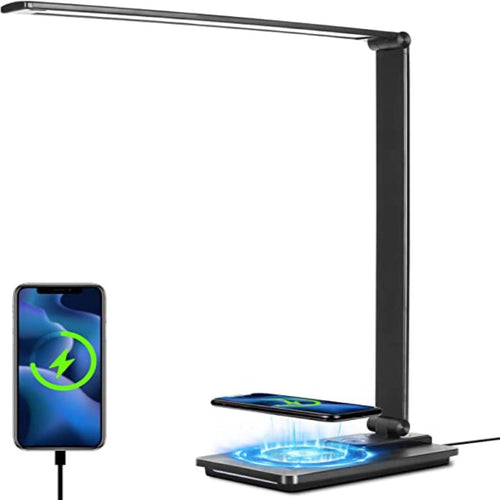 LED Desk Lamp - With Wireless Charger and USB Port