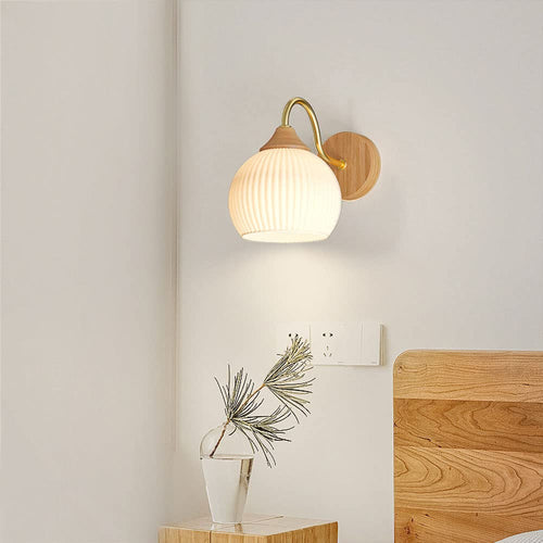 Ozawa Nordic LED Indoor Wall Light - Glass Wood, Bedroom/Living Room