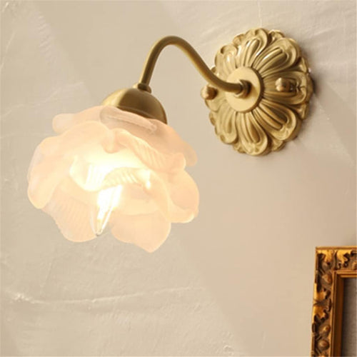 BlossomGlow – Vintage Copper Petal Wall Lamp