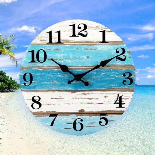 Nautical Wall Clock – Silent Round Clock, Blue Theme for Indoor & Outdoor