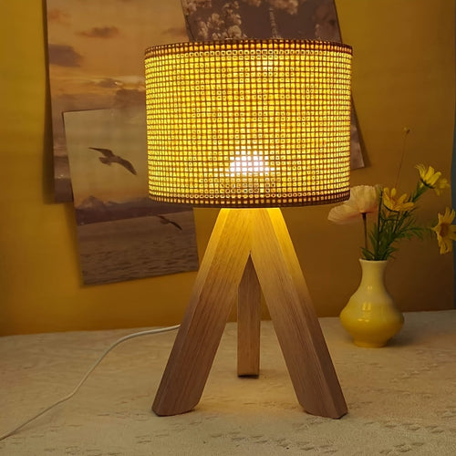 DecoLight - Rustic Wooden Table Lamp with USB Power