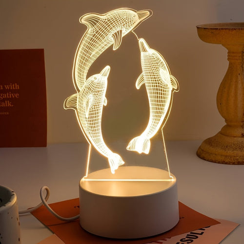 GeoDolphin - Modern 3D Illusion Dolphin Table Lamp