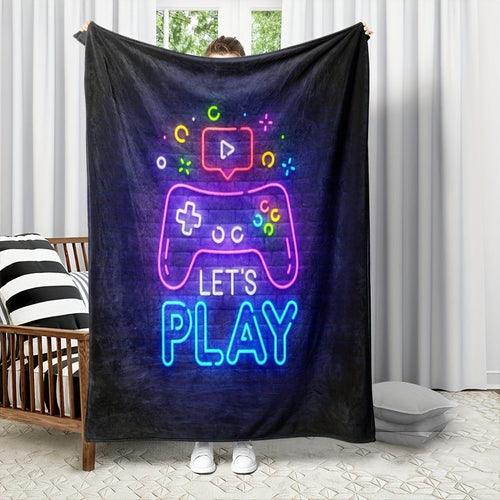Gamer Blanket – Soft & Warm Flannel Blanket with Game Controller Neon Design – Perfect Gift for Boys, Teens & Gamers