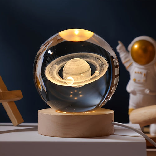 LuminaSphere - 3D Crystal Ball LED Table Lamp with Wooden Base