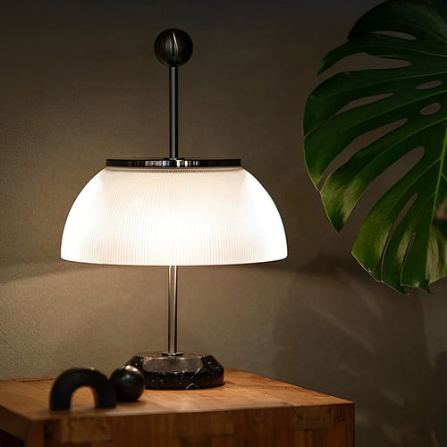 Ciro Table Lamp with Glass Bowl Shade – Italian Decorative Lamp, 49cm