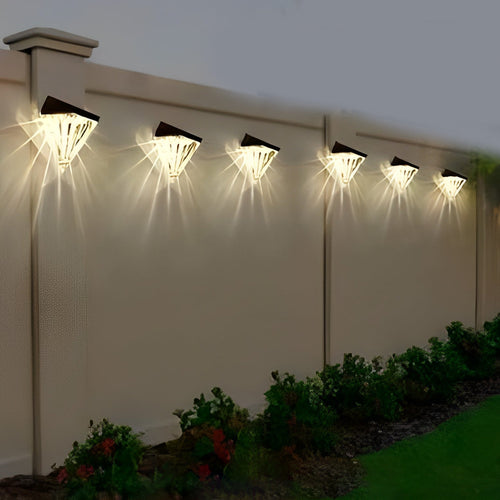 2-Pack Geometric LED Waterproof Black Solar Wall Lamp
