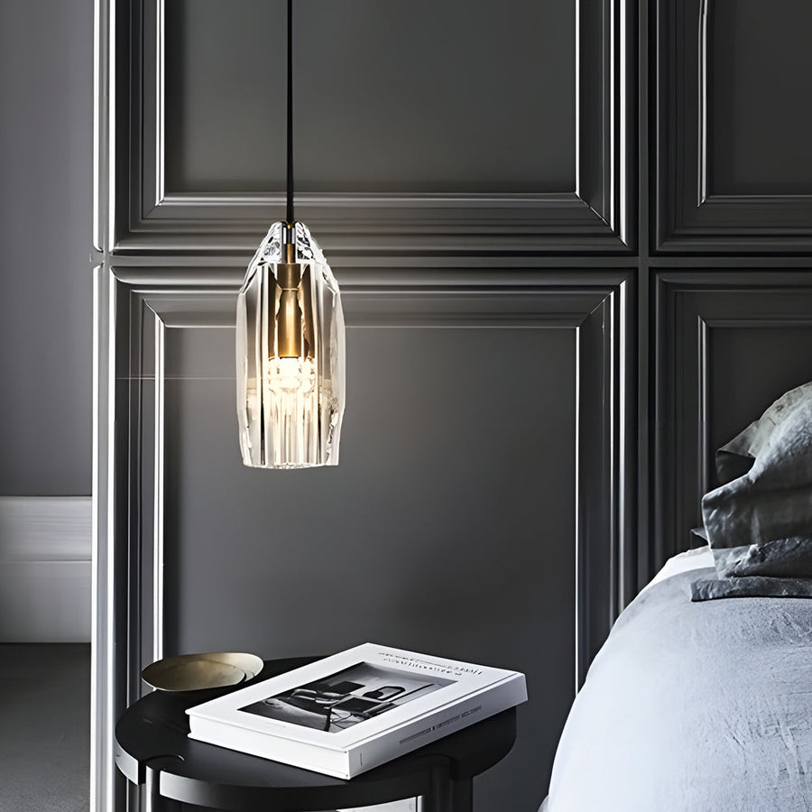 Geometric Pendant Light with Crystal Accents