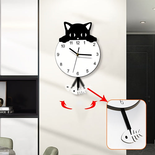 SwingCat – Silent Swinging Cat Wall Clock, Modern Cartoon Style