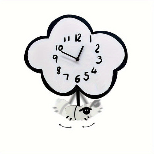 CloudSwing - Cartoon Silent Wall Clock with Swinging Sheep