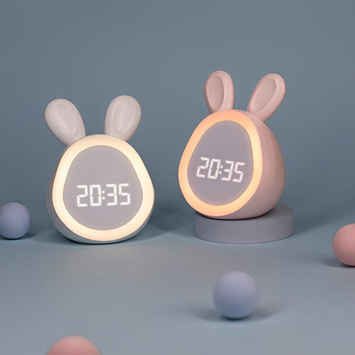 Cute Rabbit Alarm Clock – with Night Light and USB Charging