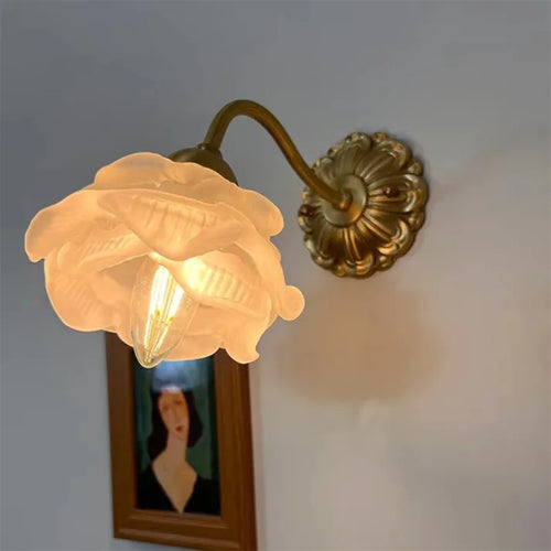BlossomGlow – Vintage Copper Petal Wall Lamp