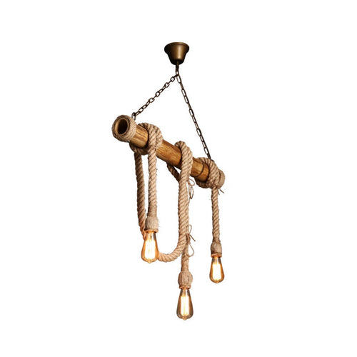 IndustrialBamboo - Adjustable Ceiling Light with Bamboo and Adjustable Rope