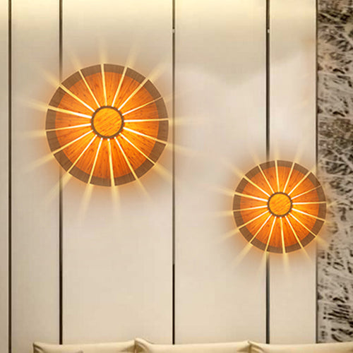 SunCircle - Modern Wooden Circular Wall Light for Living Room