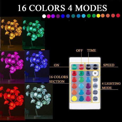 Rose Flower Table Lamp - With Remote Control and Color Changing - Perfect for Party Decoration