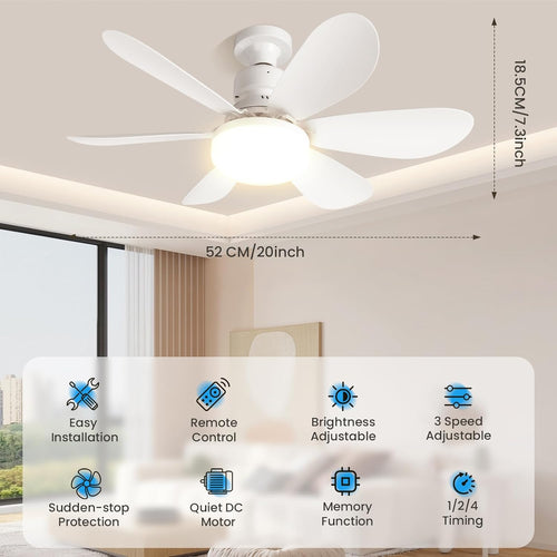 Ceiling Fan with Remote Control and Adjustable LED Lighting