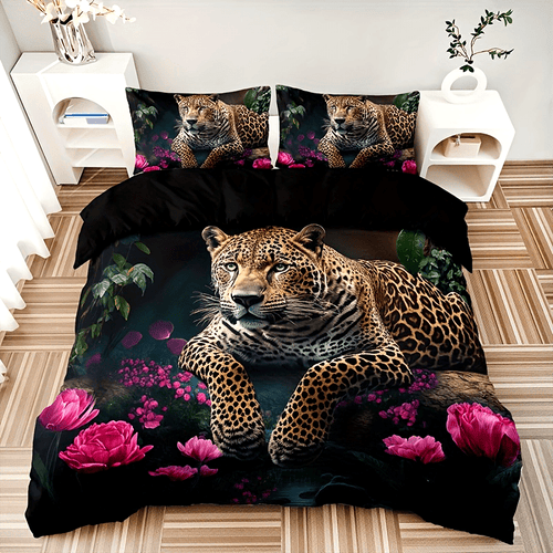 3-Piece Set – Animal Print HD Digital Bedding Set – Soft & Warm for Sofa, Bed, Office or Travel – All Seasons
