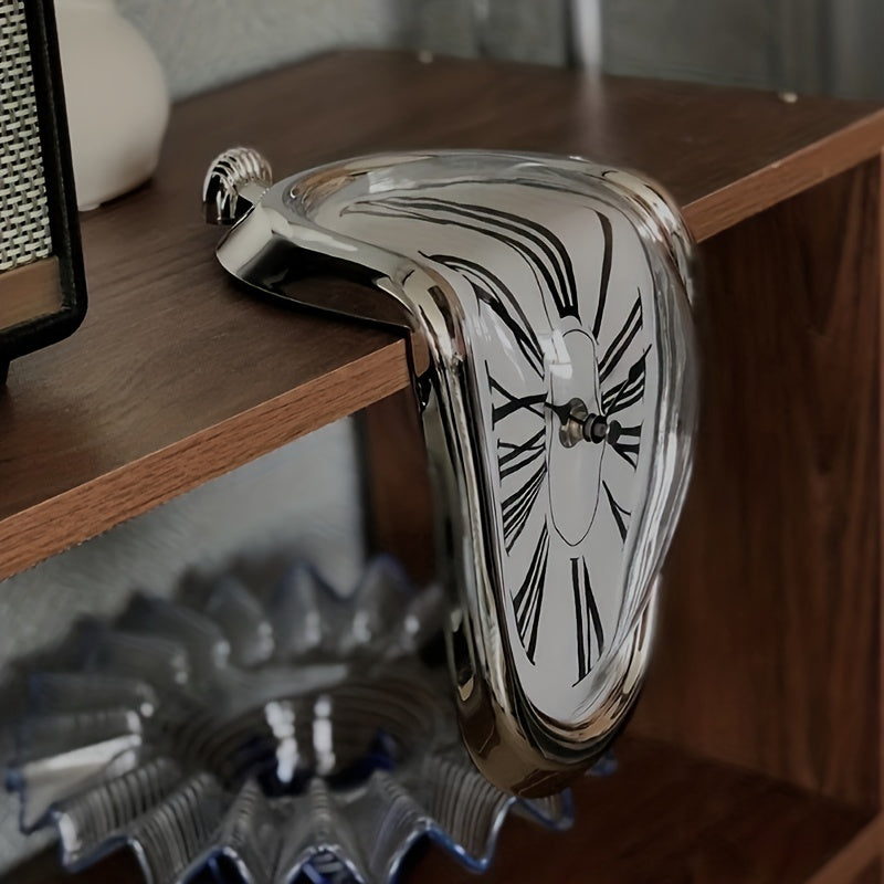 Surrealist Curved Roman Wall Clock – Stylish Melting Clock for Home Décor