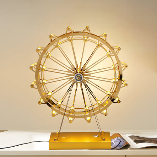 LumiFerris - Golden Ferris Wheel Table Lamp with LED and Touch Switch